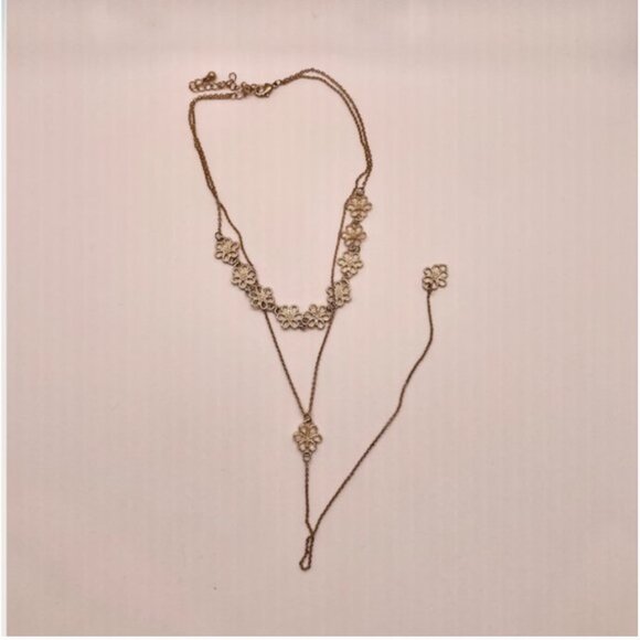 ⭐️❤️ FREE Double Chain Boho Flower Threader Hipster Hippie Art Deco Farm Peasant - Picture 1 of 8